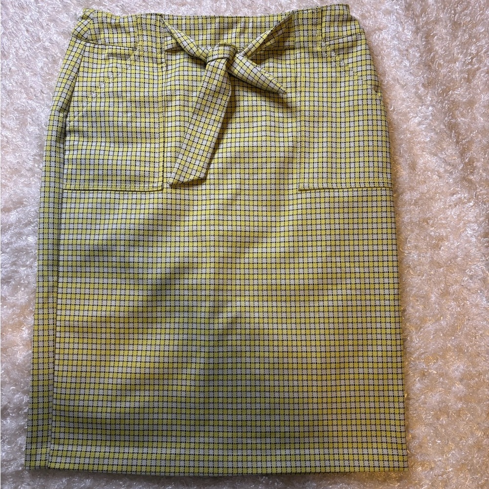 Cato Yellow-ish Green Plaid Pencil Skirt